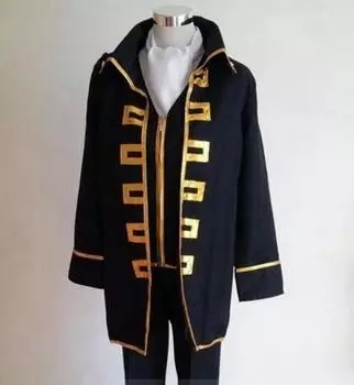 Косплей Костюм Gintama Shinsengumi Униформа Золотая Кайма Костюм Набор Sougo Okita Маска для глаз Размер L Костюм +