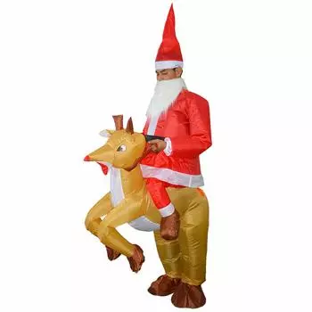 Косплей Костюм Надувной Олень Санта-Клаус Надувной Воздушный Забавный Костюм Свободный Размер ZK1062 (Для взрослых)