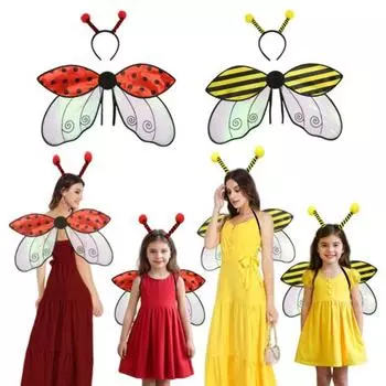 Косплей Крыло и повязка на голову Божья коровка Крыло пчелы Аксессуары для костюма Крыло насекомого Ladybug