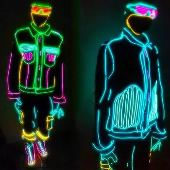 Косплей на вечеринку светящийся реквизит светодиодный неоновый EL провод кабель светящийся в темноте костюмы одежда светящиеся аксессуары украшение на день рождения 1m&Strip