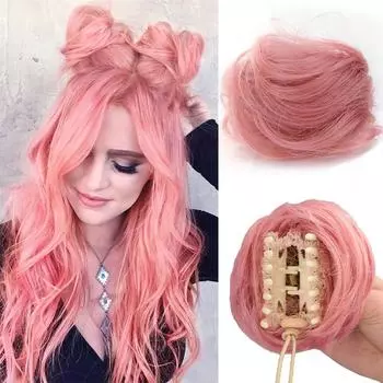 Косплей небрежный пучок для волос, захватывающий и завивающий пучок для волос, парик из искусственного шелка высокой температуры, синтетический парик из волокна, легко носить