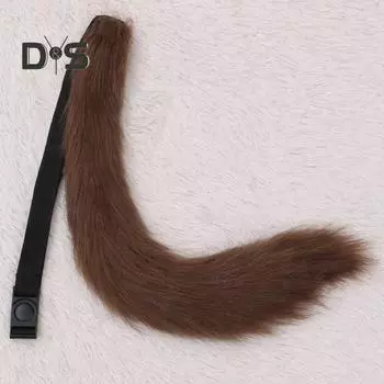 Косплей Поддельный лисий хвост Мягкий нечеткий плюш сплошной цвет Регулируемая окружность талии Резинка для выступлений Клубные танцевальные костюмы Опора Искусственный серый