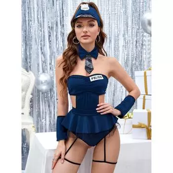Косплей Полицейский большого размера, Женский костюм нижнего белья Cospay Сексуальная женская полицейская форма S
