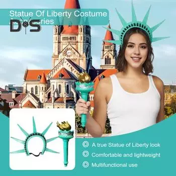 Косплей повязка на голову Статуя Свободы корона и факел набор американская достопримечательность Статуя Свободы косплей аксессуары для женщин костюм для вечеринки на Хэллоуин