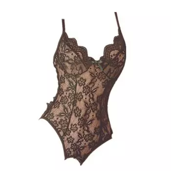 Косплей Сексуальное нижнее белье Babydoll с перфорированным отверстием Сексуальный купальник Экстремальные дамы Милые кружева Соблазнительный свободный размер [MADDEY] Прозрачный (Черный-B)