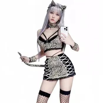 Косплей Сексуальный Кот Тигр Леопардовый Принт Кот Эротический Секс Обучение Соблазн Экстремальный Маленькая Грудь Кот Смелый Нижнее Белье Обтягивающее Нижнее Белье Babydoll