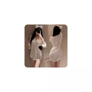 Косплей сексуальный сексуальный для взрослых товары для взрослых [Санмару] рубашка, униформа, женский, нижнее белье, экстремальный, извращенец, СМ, белый, прозрачный, ультратонкий, Т-бек,