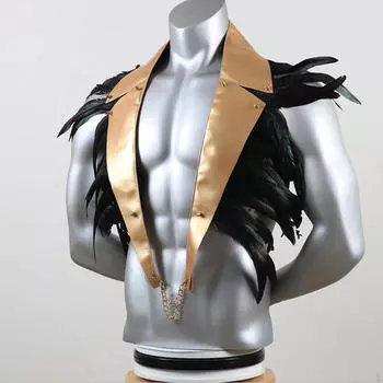 Косплей шаль из искусственного пера накидка для карнавального выступления золотой