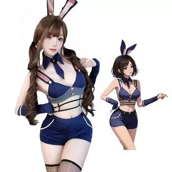 Косплей в стиле полицейского кролика, сексуальный костюм полицейской, офисной леди, с кроличьими ушками для женщин, один размер, костюм на Хэллоуин для мероприятий [SENMHS] [Б/У]