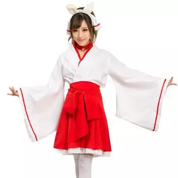 Косплей Японской святыни Японская святыня Хэллоуин [sac taske] Костюм, Одежда, Лолита, Моэ, Хакама, Одежда, Костюм, (М набор из 6 предметов) красный