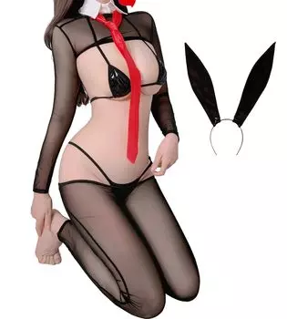 Косплей Зайчика Сексуальный Экстрим Секс С Открытой Грудью Зайчик Сексуальная Сетка Прозрачный Тренировочный Моэ Соблазн Маленький Дьявол Дьявол Ведьма Кроличьи Ушки Набор из 7 Предметов
