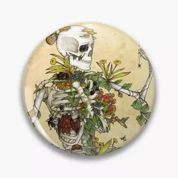 Кости и ботаника, персонализируемая мягкая пуговица, брошь на булавке, забавный мультяшный подарок, модная шляпа, женский значок на воротнике, металлический креативный декор