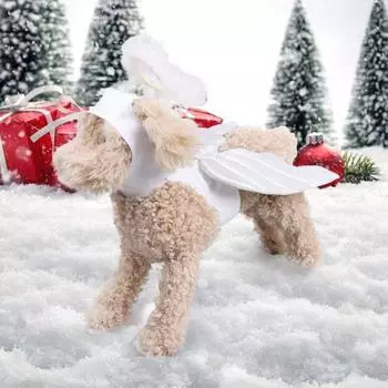Костюм ангельских крыльев для питомца на рождественскую вечеринку на Хэллоуин, милый наряд для собаки или кошки, одежда для праздничного косплея, аксессуары M белый