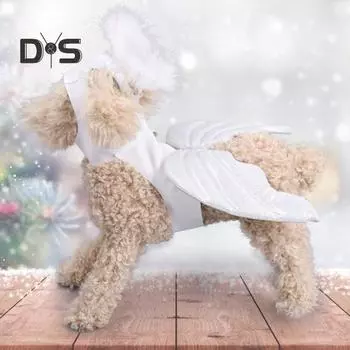 Костюм ангельских крыльев для питомца на рождественскую вечеринку на Хэллоуин, милый наряд для собаки или кошки, одежда для праздничного косплея, аксессуары M белый