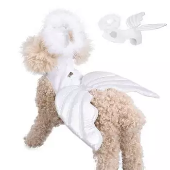 Костюм ангельских крыльев для питомца на рождественскую вечеринку на Хэллоуин, милый наряд для собаки или кошки, одежда M белый