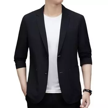 Костюм без утюга для мужчин, весна и осень, новый нейлоновый эластичный костюм, мужской повседневный пиджак M синий