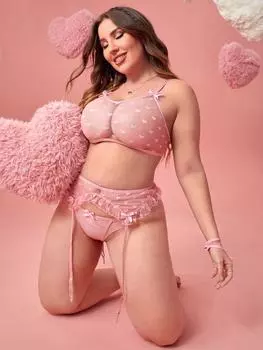 Костюм большого размера с тремя точками и подвязками для чулок, с открытой спиной, сексуальный костюм. 1XL