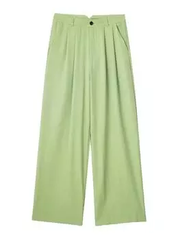 Костюм Брюки Женщины Высокая Талия Карман На Молнии Muti Цвет Офисные Леди Широкие Брюки 2023 Осенняя Мода Повседневная Универсальные Женские Брюки XS темно-синий