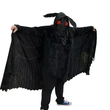 Костюм Человека-мотылька Косплей Человека-мотылька Плащ с капюшоном Костюм на Хэллоуин для женщин и мужчин One Size