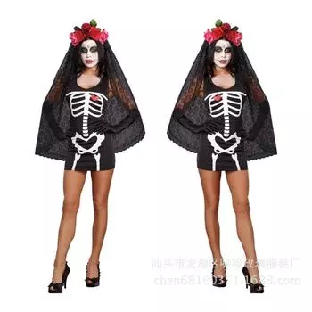 Костюм черепа, костюм зомби с гримасой, костюм для косплея на Хэллоуин невесты-вампира, сексуальная униформа, костюм на Хэллоуин one size fits all