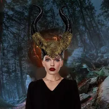 Костюм дьявольских рогов на Хэллоуин, черные латексные длинные рога для женщин и взрослых, роговой головной убор для косплея, костюм на Хэллоуин