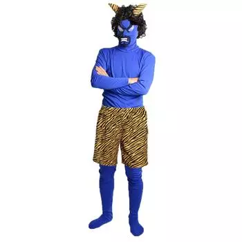 Костюм демона Сэцубуна для косплея, набор из 4 предметов [СДЕЛАЙ ВЕСЕЛЫЙ] (XL, Синий)