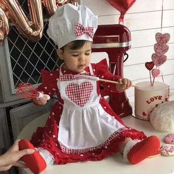 Костюм детского шеф-повара, фартук, шапка, мягкая подставка для фотосъемки для девочек-поваров S Girl S