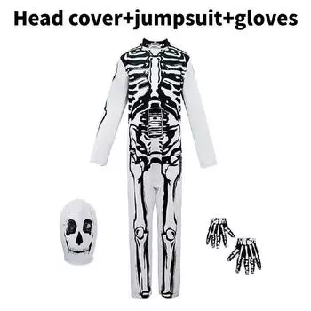 Костюм динозавра-скелета для косплея на Хэллоуин, детский сценический костюм, одежда для вечеринок White Skeleton Kid,S