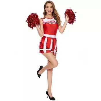 Костюм для черлидинга M-XL, костюм для черлидинга, новая юбка-подтяжка, сексуальный детский сценический костюм M красный
