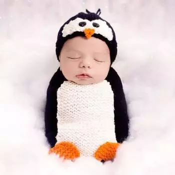 Костюм для детской фотографии, многофункциональный комплект унисекс для новорожденного, дизайн пингвина, комплект одежды для фотосъемки черный белый