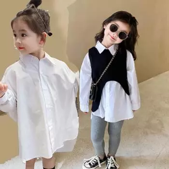 Костюм для девочек, длинная белая рубашка и индивидуальный жилет. Костюм-двойка. 7