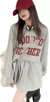 Костюм для девочек из 2 частей, верхняя и нижняя часть, длинный, для повседневного корейского стиля, для танцев в стиле хип-хоп, высота [YANGRONG] Детская одежда, парка для девочек, серый