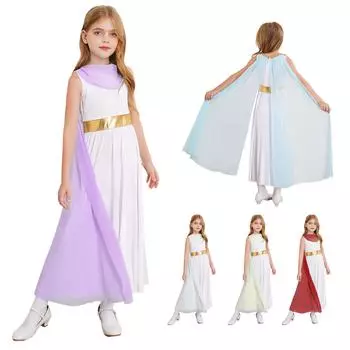 Костюм для девочек в древнегреческом стиле «Тога», платье принцессы в стиле пэчворк для косплея, лирическая танцевальная одежда, школьное карнавальное шоу для тематической вечеринки 5-6 Years бордовый