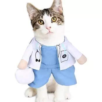 Костюм для домашних животных, собак и кошек на Хеллоуин, костюм доктора и медсестры, джинсы для собак, одежда для кошек, забавный наряд, униформа L