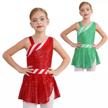 Костюм для джазового танца для девочек, одежда для фигурного катания, рождественские костюмы, блестящее платье-пачка с пайетками, спортивный гимнастический боди 3-4 Years красный