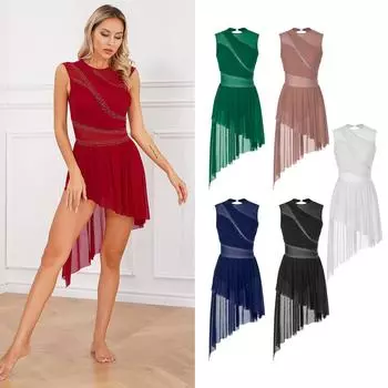 Костюм для фигурного катания на сцене, балетная лирическая современная танцевальная одежда, эластичная танцевальная одежда, женское блестящее платье со стразами S бордовый