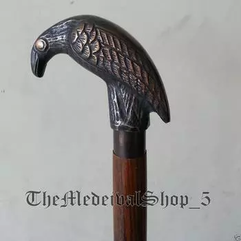 Костюм для Хэллоуина, изготовленный из цельного дерева и латуни, антикварная дизайнерская трость для ходьбы, викторианская винтажная трость для ходьбы, подарок для мужчин и женщин M аэро