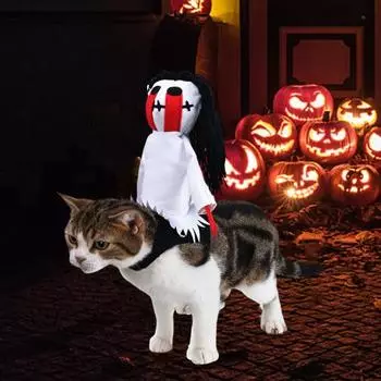 Костюм для Хэллоуина с домашним животным, забавный рыцарь Садако, костюм кошки, одежда для косплея собаки, страшный наряд для домашнего животного L белый