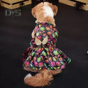 Костюм для Хэллоуина с крыльями ангела для собак, яркий цветной наряд для питомца, причудливая одежда для нарядов, веселая регулируемая одежда для косплея L B