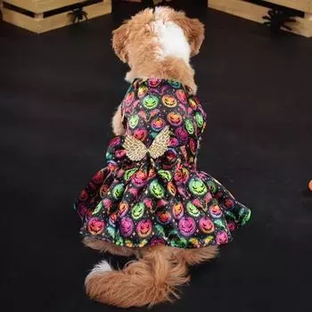 Костюм для Хэллоуина с крыльями ангела для собак, яркий цветной наряд для питомца, причудливая одежда для нарядов, веселая регулируемая одежда для косплея L B