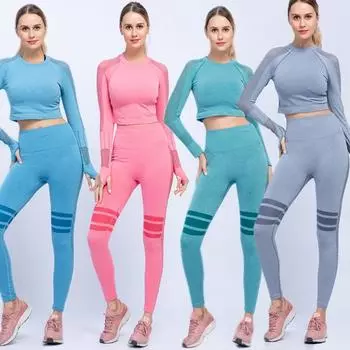 Костюм для йоги со взрывной сеткой в Европе и США, эластичная рубашка для фитнеса, женские брюки для фитнеса S серый