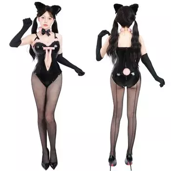 Костюм для косплея Bunny Girl, большой размер, костюм для косплея Bunny Girl, черный x розовый, костюм для косплея Cat Girl, высокие ножки, костюм для Хэллоуина, фотосессия для мероприятий x Pink Cat Girl [Kamizu