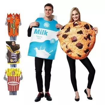 Костюм для косплея для детей из молока Костюм для выступлений в виде еды Костюм для шоколадного печенья Фото-профи Style D