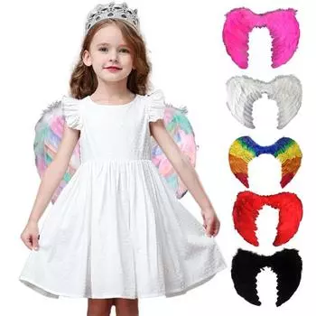 Костюм для косплея для девочек из перьев ангела и феи ручной работы для танцевальной вечеринки для взрослых чёрный