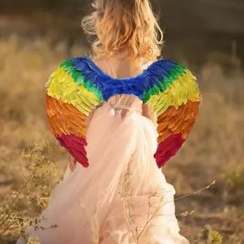 Костюм для косплея для девочек из перьев ангела и феи ручной работы для танцевальной вечеринки для взрослых чёрный