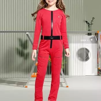 Костюм для косплея «Кальмар карнавал» с круглым вырезом и длинными рукавами, эластичный, яркий, цветной, клоунский комбинезон для ролевых игр на Хэллоуин S