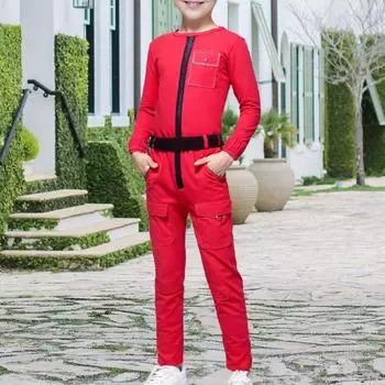 Костюм для косплея «Кальмар карнавал» с круглым вырезом и длинными рукавами, эластичный, яркий, цветной, клоунский комбинезон для ролевых игр на Хэллоуин S