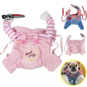 Костюм для косплея на Хэллоуин для собак средних и маленьких собак, кошек, забавная одежда для вечеринок с щенками, пальто для мопсов, йоркширского чихуахуа, шнауцера S синий