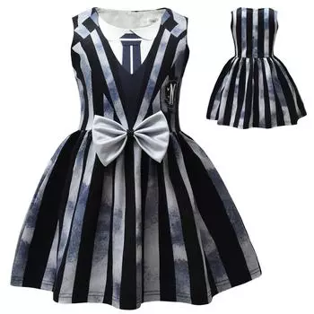Костюм для косплея на Хэллоуин, наряд для вечеринки, полосатое платье, юбка для ролевых игр, дети 3-9 лет 130 синий