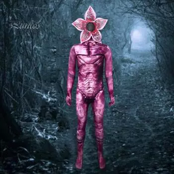 Костюм для косплея на Хэллоуин с капюшоном, облегающий, в форме цветка трупа, застежка-молния, длинные рукава, реквизит для фотосессии, карнавальный костюм для вечеринки S красный